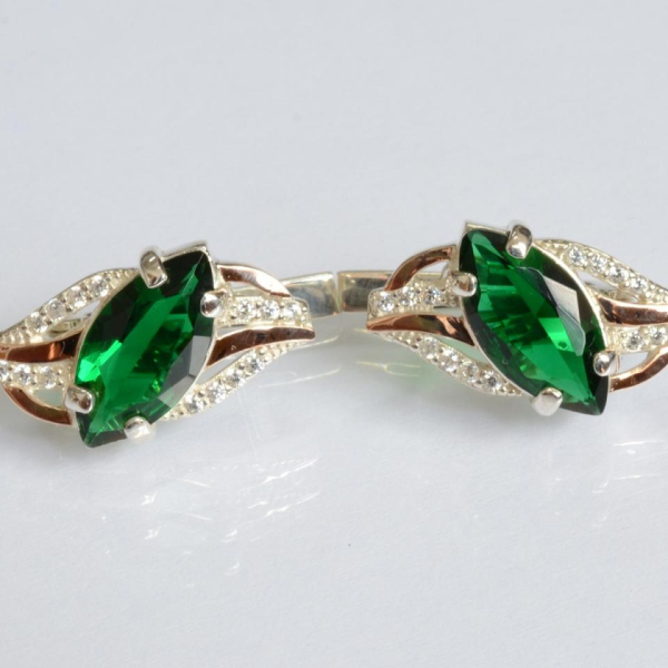 Срібні сережки з золотими пластинами