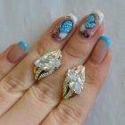 Срібні сережки з золотими пластинами