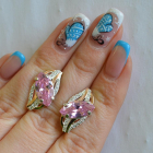 Срібні сережки з золотими пластинами