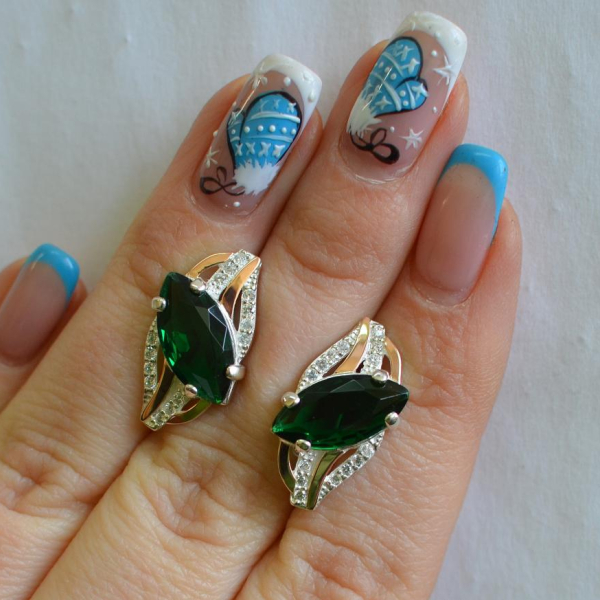 Срібні сережки з золотими пластинами