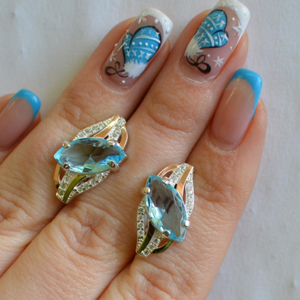 Срібні сережки з золотими пластинами