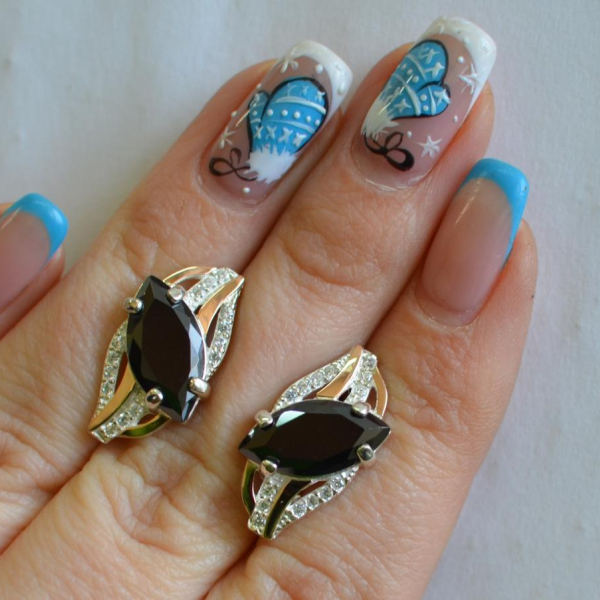 Срібні сережки з золотими пластинами