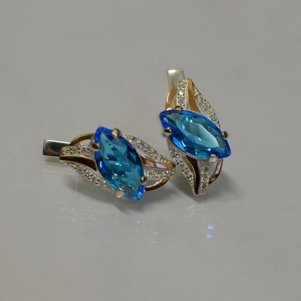 Срібні сережки з золотими пластинами