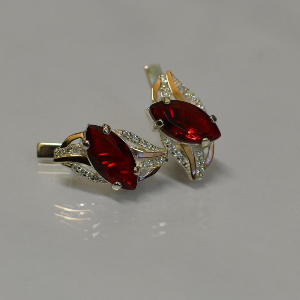 Срібні сережки з золотими пластинами