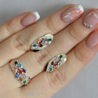 Срібний набір з золотими пластинами