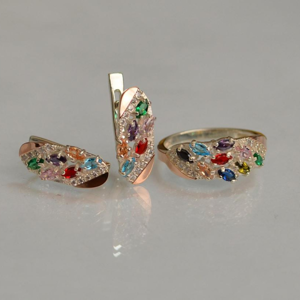 Срібний набір з золотими пластинами