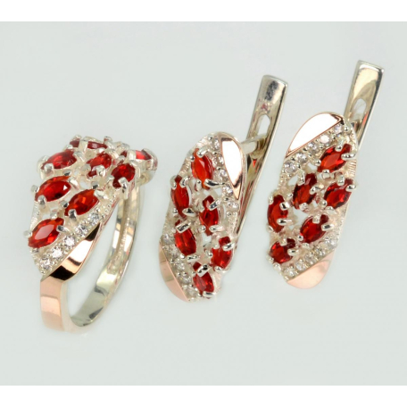 Серебряный набор с золотыми пластинами