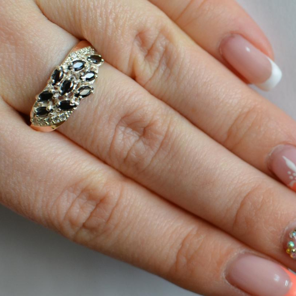 Срібна каблучка з золотими пластинами