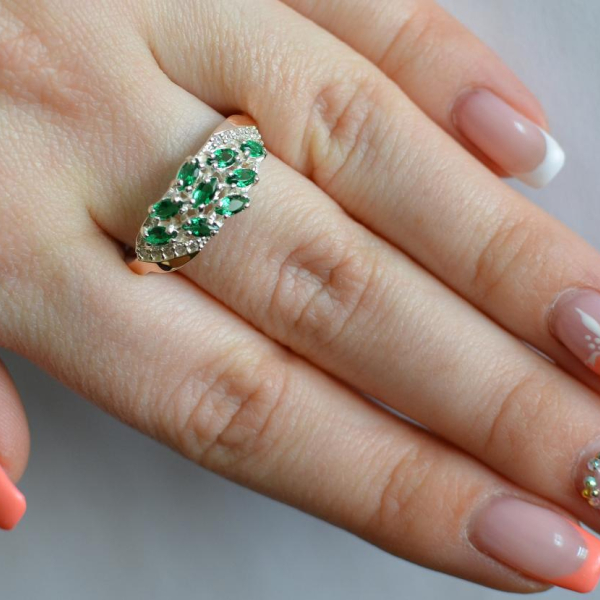 Срібна каблучка з золотими пластинами