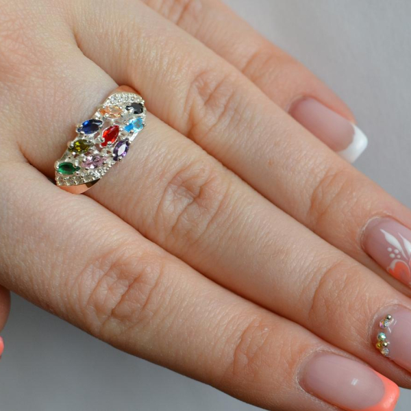 Срібна каблучка з золотими пластинами