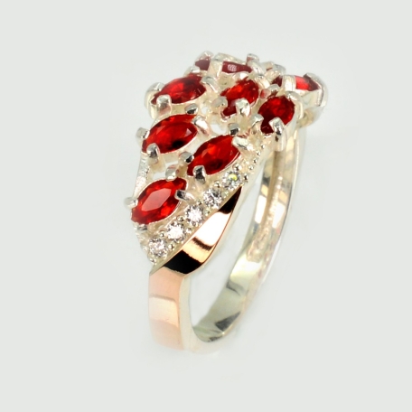 Срібна каблучка з золотими пластинами