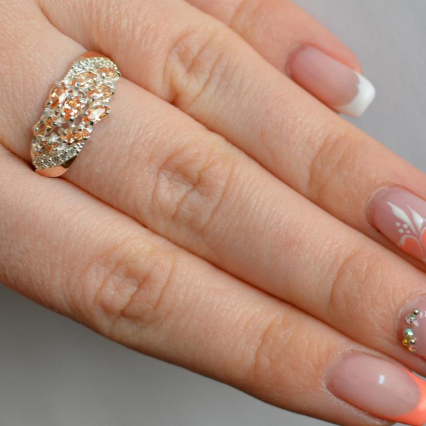 Срібна каблучка з золотими пластинами