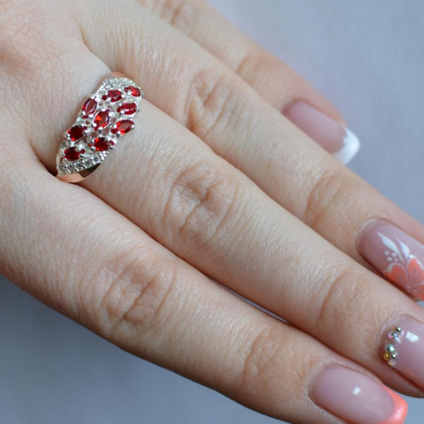 Срібна каблучка з золотими пластинами