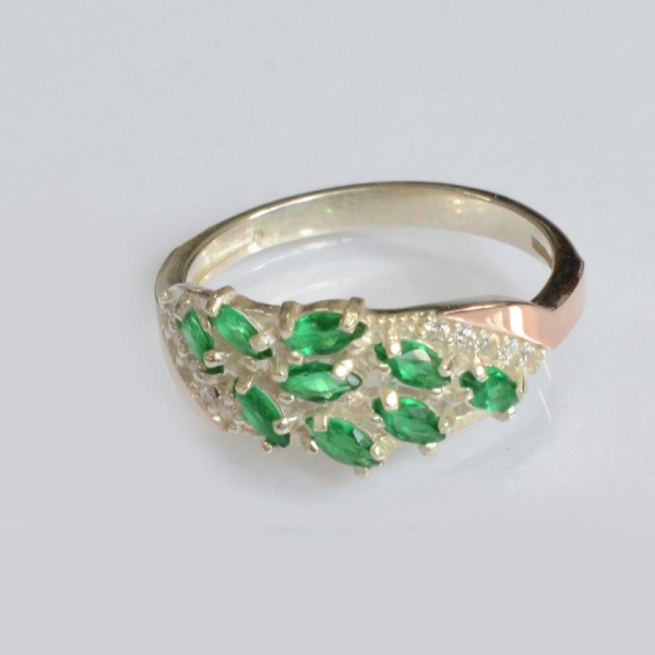 Срібна каблучка з золотими пластинами