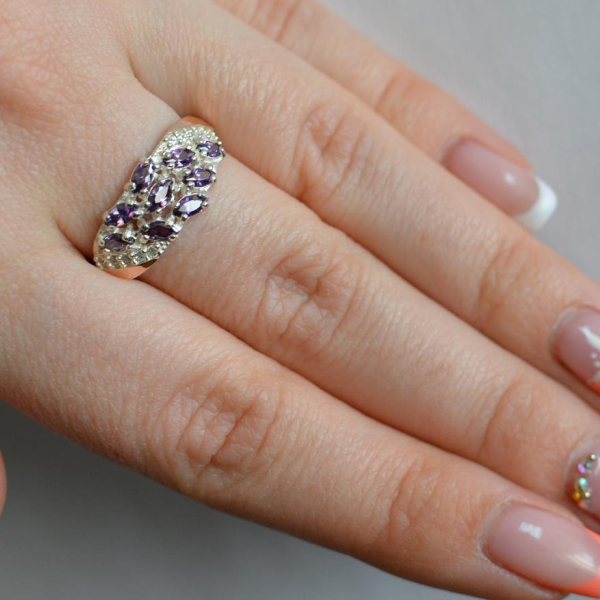 Срібна каблучка з золотими пластинами