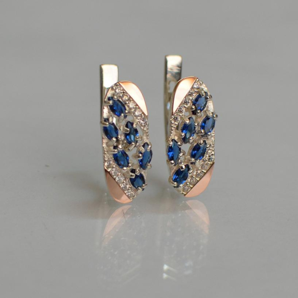 Серебряные серьги с золотыми пластинами