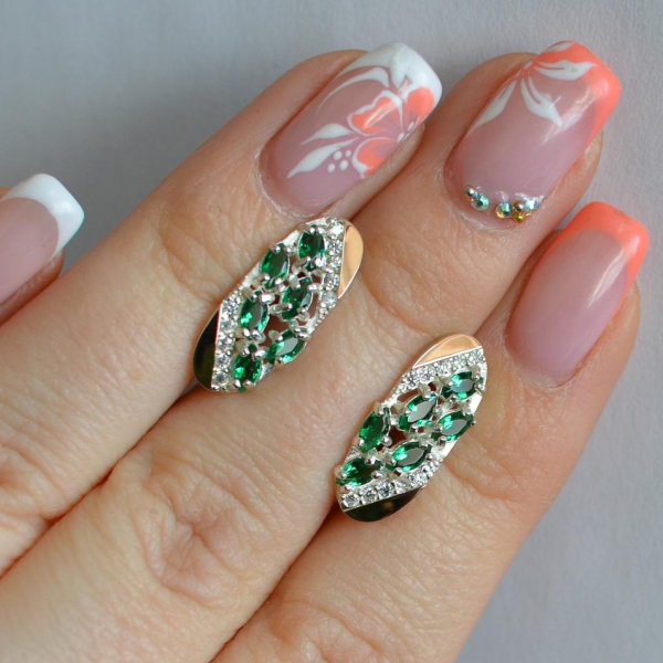 Серебряные серьги с золотыми пластинами