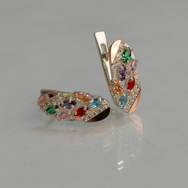 Серебряные серьги с золотыми пластинами