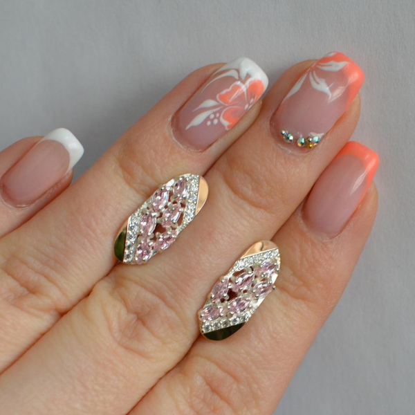 Серебряные серьги с золотыми пластинами