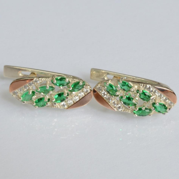 Серебряные серьги с золотыми пластинами