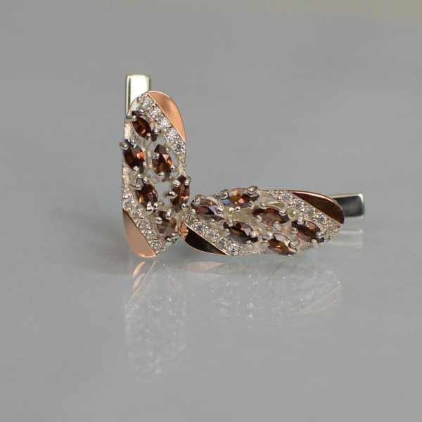 Серебряные серьги с золотыми пластинами