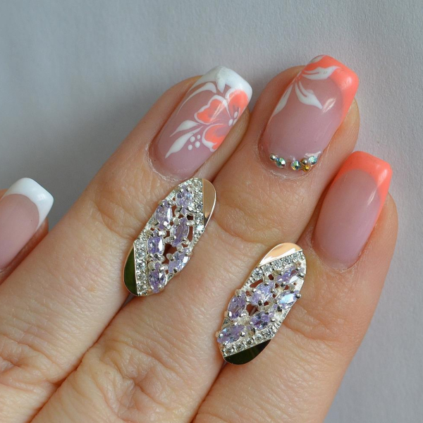 Серебряные серьги с золотыми пластинами