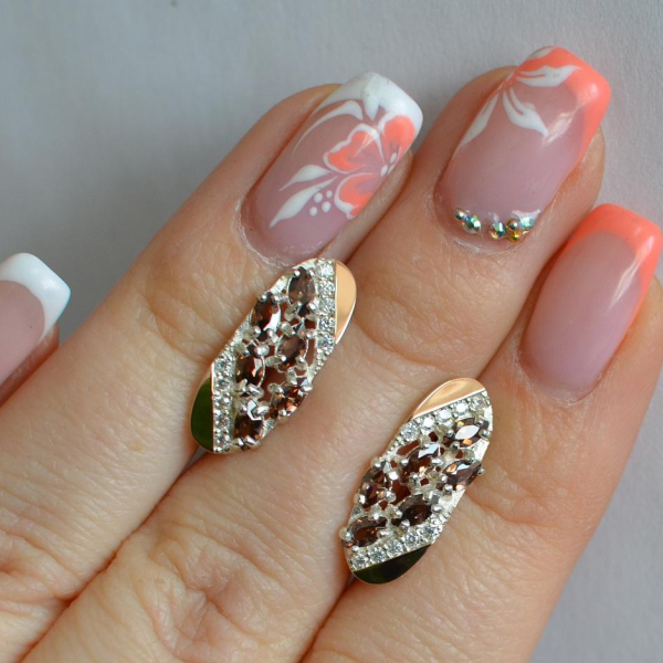 Серебряные серьги с золотыми пластинами