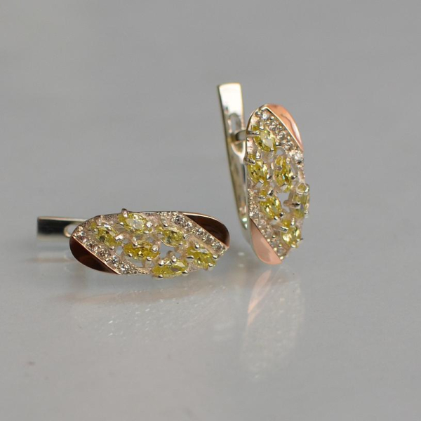 Серебряные серьги с золотыми пластинами