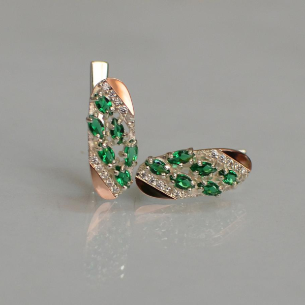 Серебряные серьги с золотыми пластинами