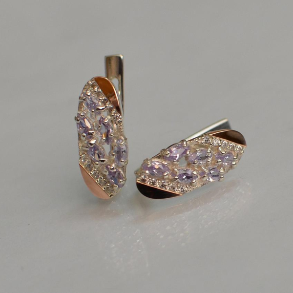 Серебряные серьги с золотыми пластинами