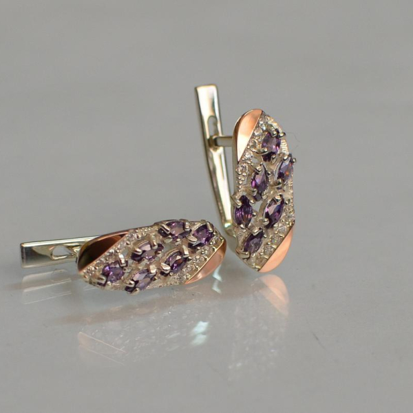 Серебряные серьги с золотыми пластинами