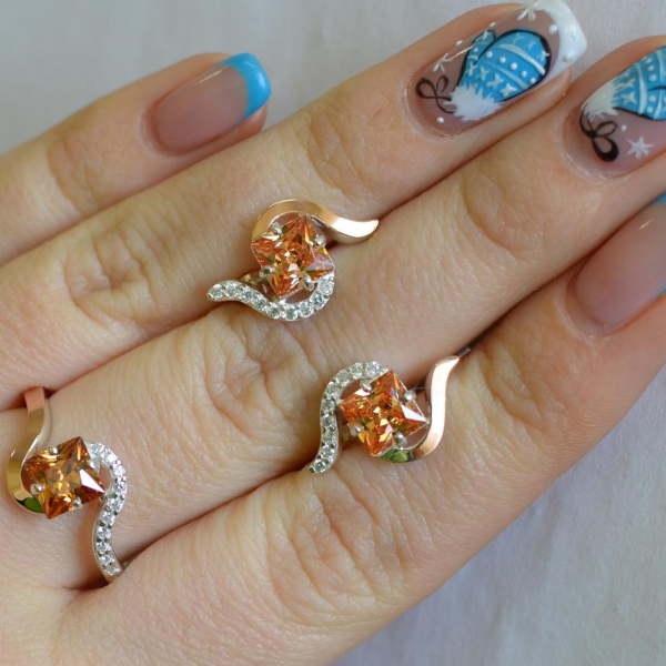 Срібний набір з золотими накладками