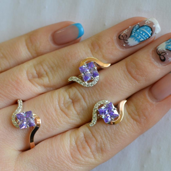 Срібний набір з золотими накладками