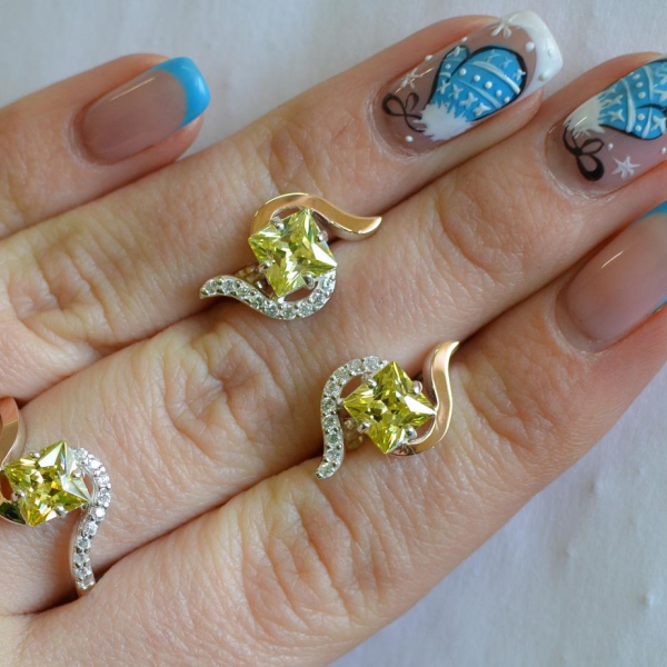 Срібний набір з золотими накладками