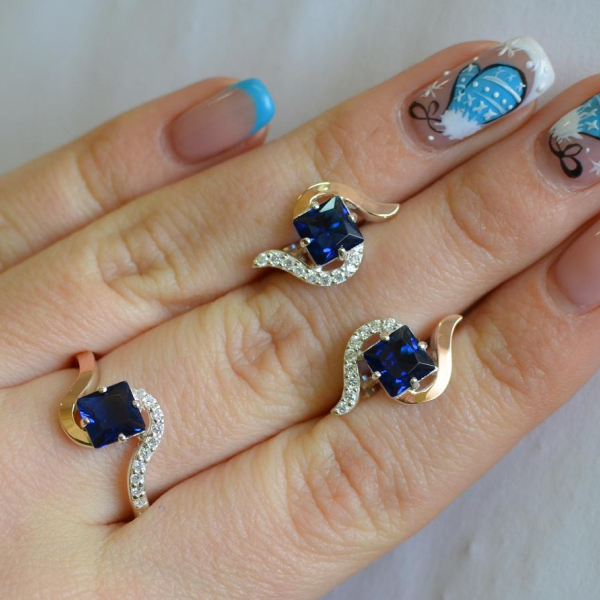 Срібний набір з золотими накладками