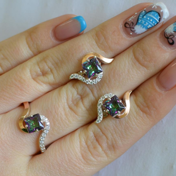 Срібний набір з золотими накладками