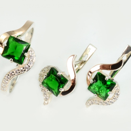 Срібний набір з золотими накладками