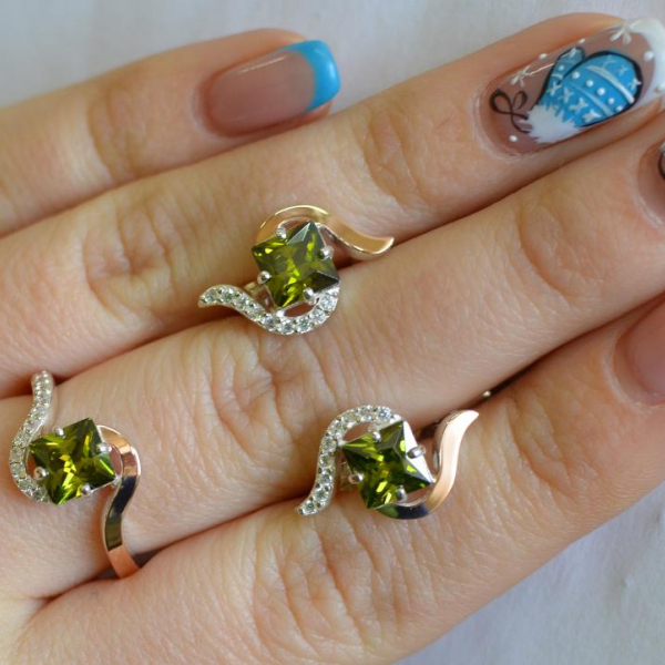 Срібний набір з золотими накладками