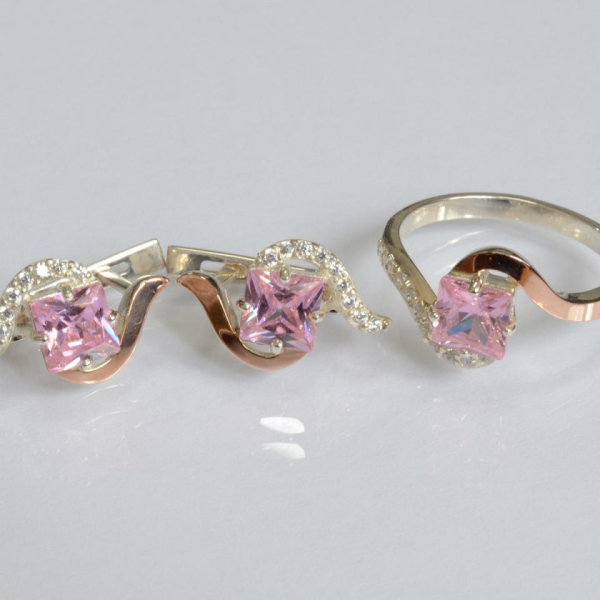 Срібний набір з золотими накладками