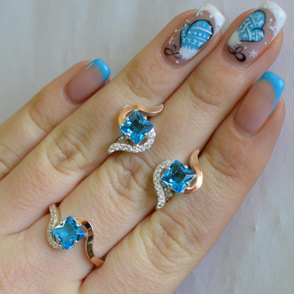 Срібний набір з золотими накладками