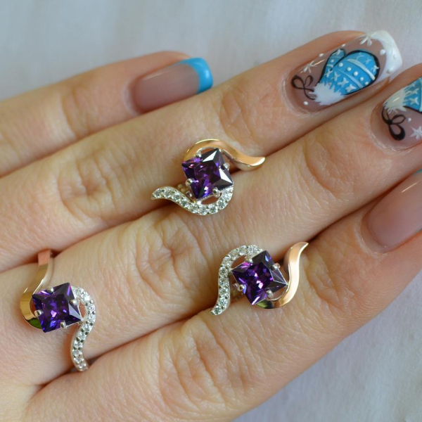 Срібний набір з золотими накладками