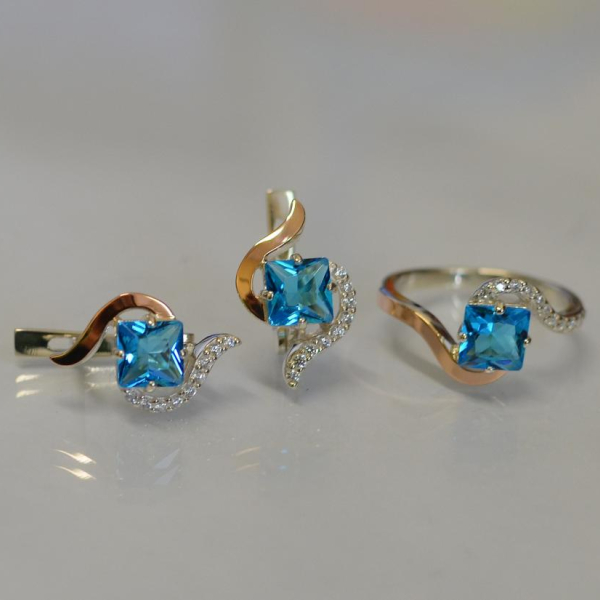 Срібний набір з золотими накладками