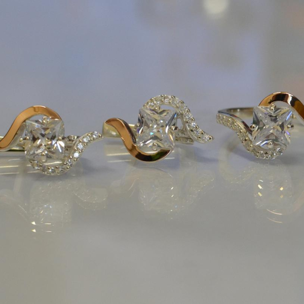 Срібний набір з золотими накладками