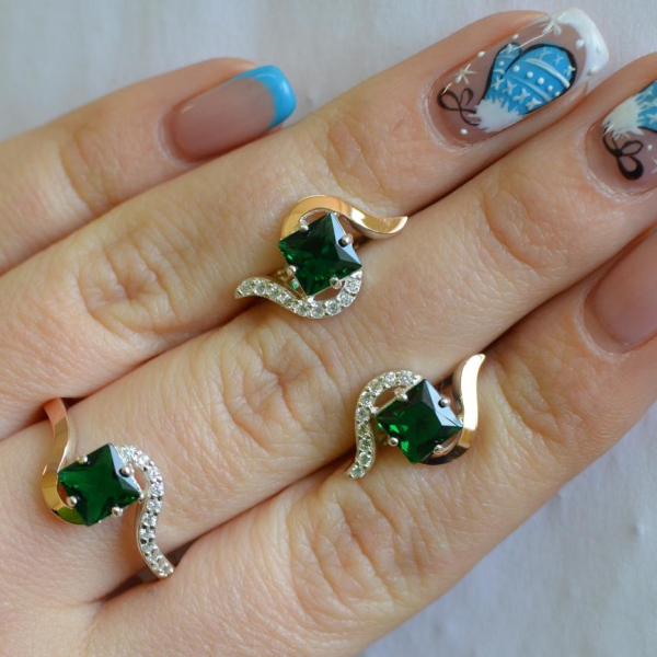 Срібний набір з золотими накладками