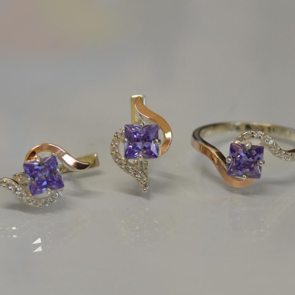 Срібний набір з золотими накладками