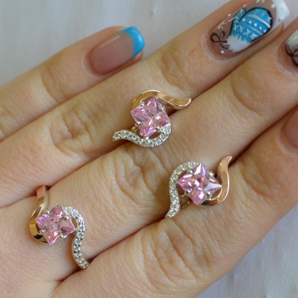 Срібний набір з золотими накладками