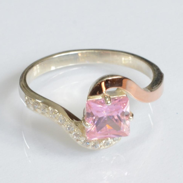 Срібна каблучка з золотими накладками