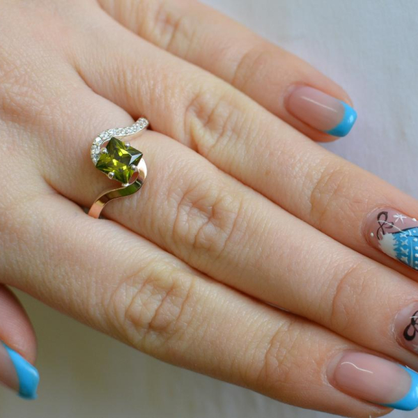 Срібна каблучка з золотими накладками