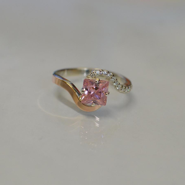 Срібна каблучка з золотими накладками