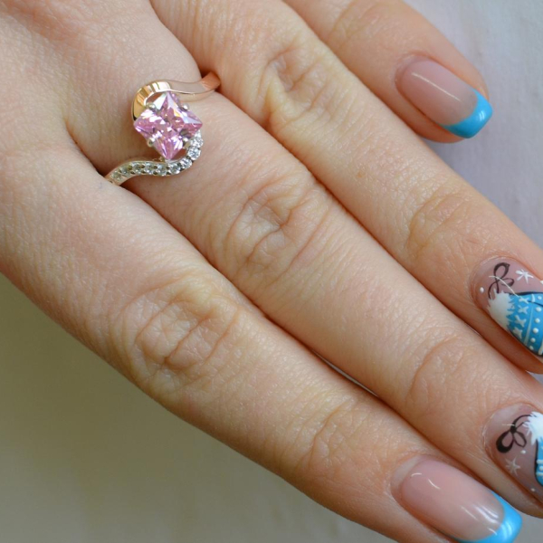 Срібна каблучка з золотими накладками